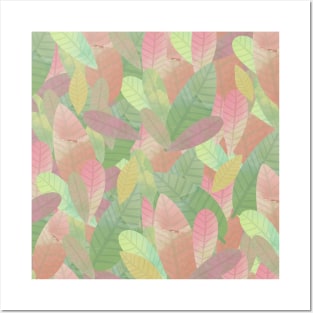 Watercolor leaves pattern Posters and Art